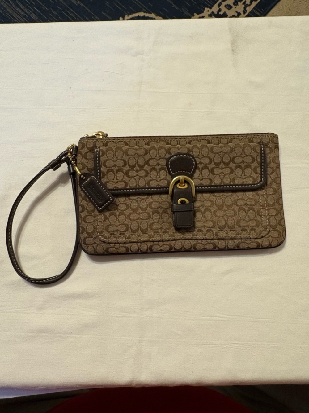 Coach Soho Mini C Signature Canvas Buckle Wristlet